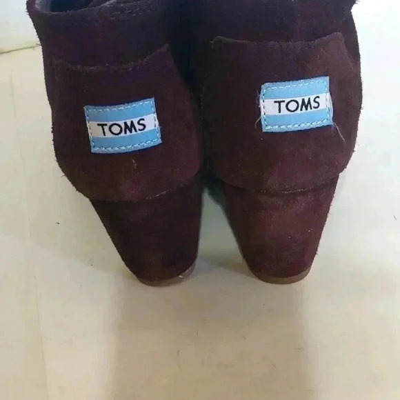 Tom's wedge lace up bootie womens size 6 wide brown suede - Picture 2 of 6